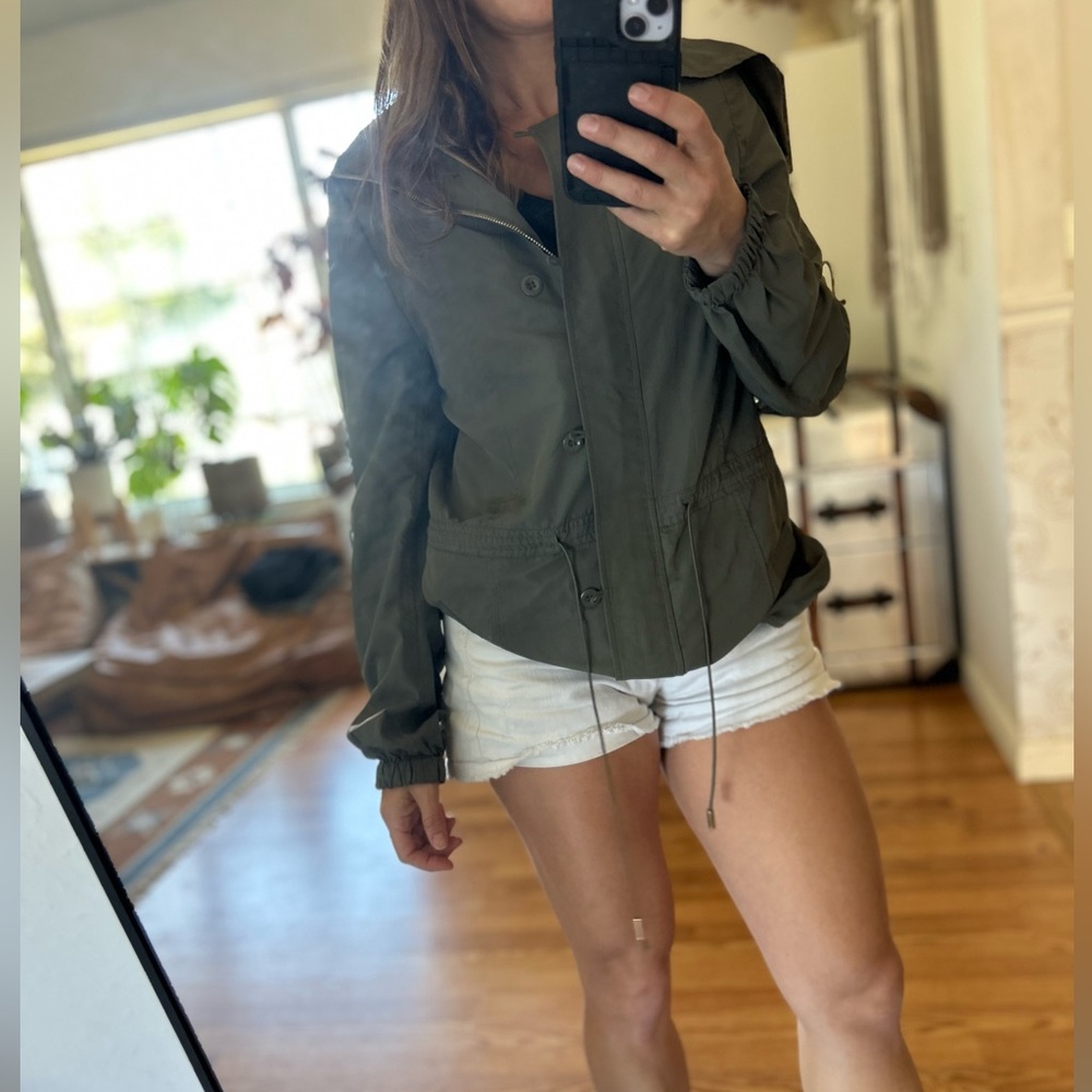 CottonOn Olive Green Jacket trench windbreaker anorak long coat lightweight xs - Picture 6 of 13